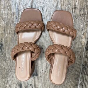 Sincerely Jules Braided Wedge Sandals Shoe sz 8 women’s Beige Brown Tan